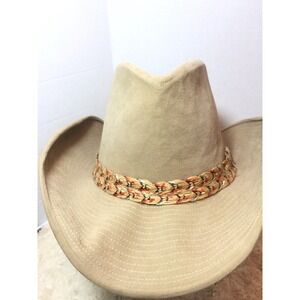 Vtg Levi Strauss Suade Leather Hat 7 1/8 Brown Cowboy‎ Hat Nice